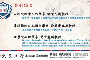 東吳大學教授發表期刊論文