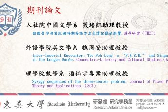 東吳大學教授發表期刊論文