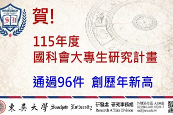 東吳大學通過「115年度國科會大專生研究計畫」件數 創歷年新高